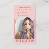 Moderne Bogen-Make-up-pinke Foto-QR-Code-Logo Visitenkarte (Vorderseite)
