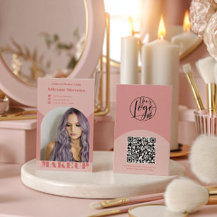 Moderne Bogen-Make-up-pinke Foto-QR-Code-Logo Visitenkarte