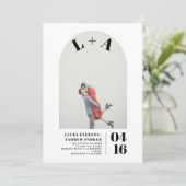 Moderne Bogen mutige minimalistische Initialen Fot Einladung (Stehend Vorderseite)