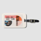 Moderne Bögen, Orangen und Rosa, neu verheiratet Gepäckanhänger (Vorderseite (Horizontal))