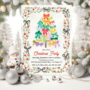 Moderne Bogen-Weihnachtsbaum-Party Einladung