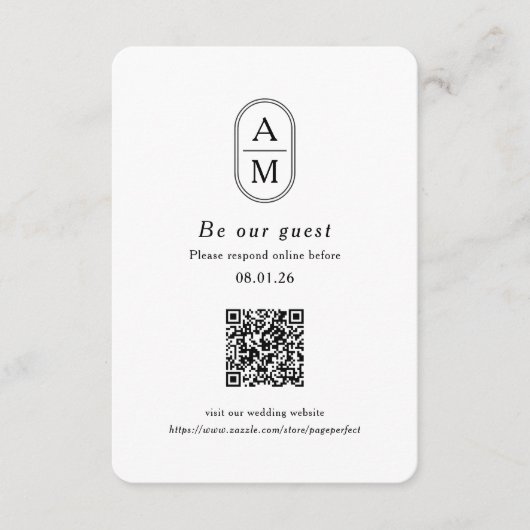 Moderne Bogenanfänge QR Code RSVP-Karten Begleitkarte (Vorderseite)