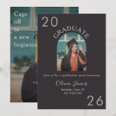 moderne bogenförmige Abschlussfeier  Einladung (Vorne/Hinten)