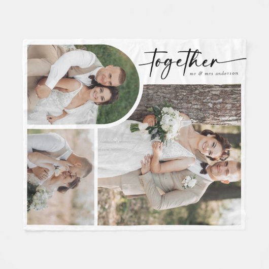 Moderne Bogenkalligraphie zusammen Hochzeitsstift Fleecedecke (Vorderseite (Horizontal))