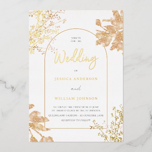 Moderne Bogenrahmen Folieneinladung (Vorderseite)