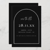 Moderne BogenRetro-Minimalistische Schwarz-weiße S Save The Date (Vorne/Hinten)