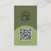 Moderne Bogenschminke grünes Foto-QR-Code-Logo Visitenkarte (Rückseite)
