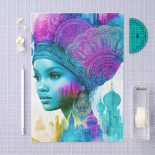 Moderne Bohemian-Frau Collage FT2L Decoupage Seidenpapier