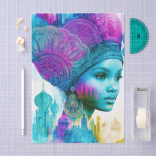Moderne Bohemian-Frau Collage FT2R Decoupage Seidenpapier