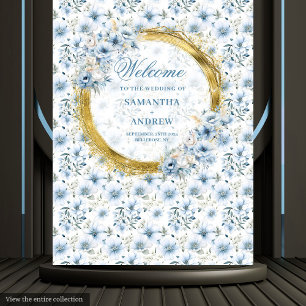 Moderne Bohemian Hellblau Gold Hochzeitsteppich Wandteppich