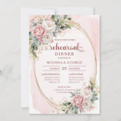 Moderne Bohemian-Hochzeitskarten mit hellrosa Blum Einladung (Vorderseite)
