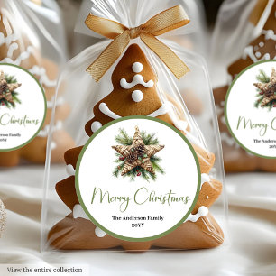 Moderne Bohemian-Rustic-Weihnachtsgeschenkverpacku Runder Aufkleber