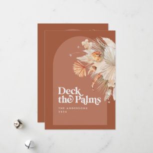 Moderne, bohemianisch getrocknete botanische Palme Feiertagskarte