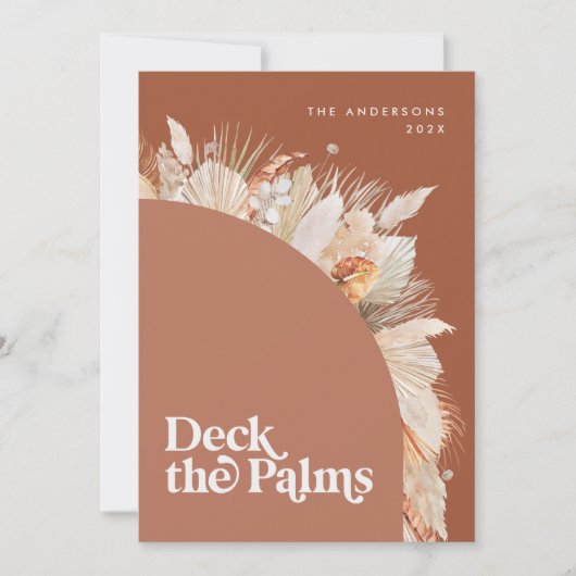 Moderne, bohemianisch getrocknete botanische Palme Feiertagskarte (Vorderseite)