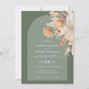 Moderne bohemianische Salbei-Pampas-Gras-Hochzeit