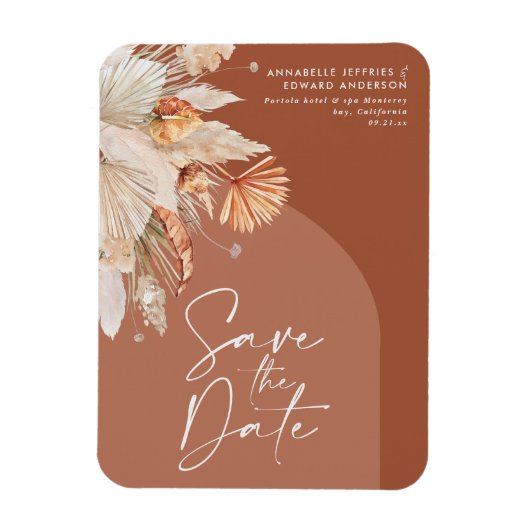 Moderne bohemianische Terracotta Pampas Gras stilv Magnet (Vertikal)