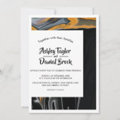 Moderne Bohemische Abstrakte Hochzeit in Schwarz u Einladung (Vorderseite)