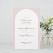 Moderne Bohemische Arch Wedding-Menükarte mit Name (Stehend Vorderseite)