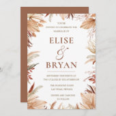 Moderne Bohemische Blätter und Blumenhochzeiten Einladung (Vorne/Hinten)