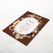 Moderne Bohemische Blumen-Rahmen-GoldWedding Folieneinladung (Gedreht)