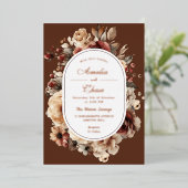 Moderne Bohemische Blumen-Rahmen-GoldWedding Folieneinladung (Stehend vorne)