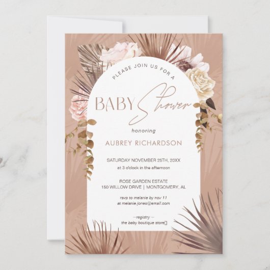 Moderne Bohemische Blumendusche Einladung (Vorderseite)