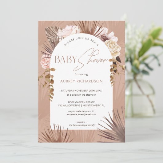 Moderne Bohemische Blumendusche Einladung (Stehend Vorderseite)