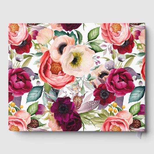 Moderne Bohemische Blumenhochzeit Gästebuch (Rückseite)