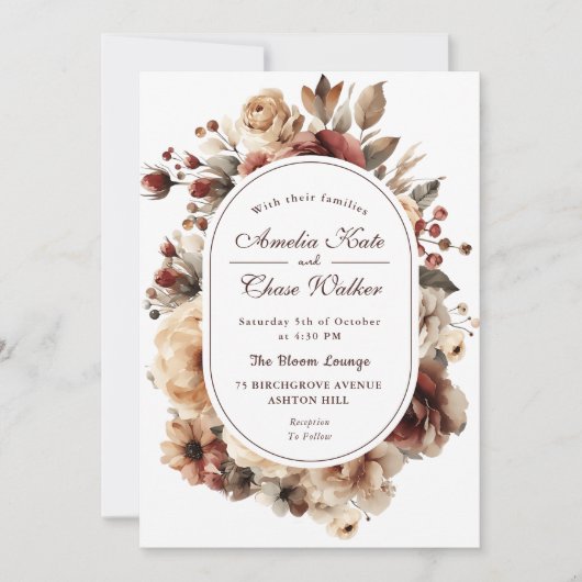 Moderne Bohemische Blumenzarge Einladung (Vorderseite)