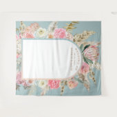 Moderne Bohemische Blush-Blues-Hochzeitswand Wandteppich (Vorderseite (Horizontal))