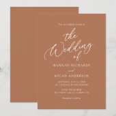 Moderne Bohemische Burnt Orange Hochzeitseinladung Einladung (Vorne/Hinten)