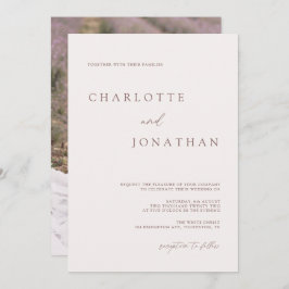 Moderne Bohemische Creme & Mauve Foto Hochzeit Einladung