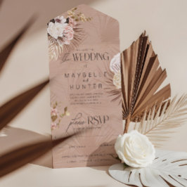 Moderne Bohemische Hochzeit mit floralen Wasserfar All In One Einladung