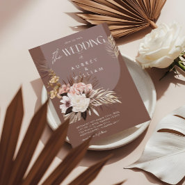 Moderne Bohemische Hochzeit mit floralen Wasserfar Einladung