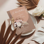 Moderne Bohemische Hochzeit mit floralen Wasserfar Einladung