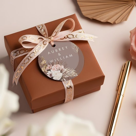 Moderne Bohemische Hochzeit mit floralen Wasserfar Geschenkanhänger