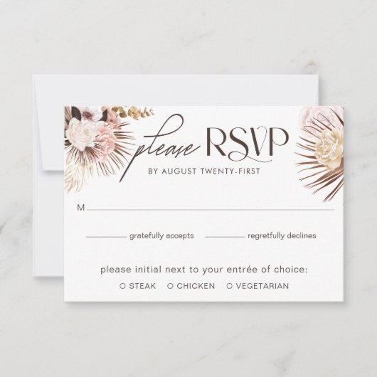 Moderne Bohemische Hochzeit mit floralen Wasserfar RSVP Karte (Vorderseite)