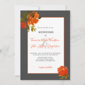 Moderne Bohemische Orange Gray Floral Wedding Einladung (Vorderseite)