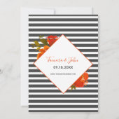 Moderne Bohemische Orange Gray Floral Wedding Einladung (Rückseite)