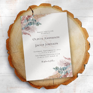 Moderne Bohemische Pampas Grass Naturhochzeit Einladung