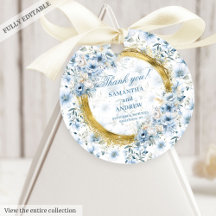 Moderne Bohemische Pastel Blue Gold Hochzeitstags