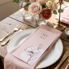 Moderne Bohemische Rose Hochzeitskarte Menükarte
