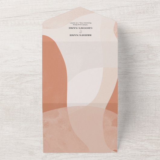 Moderne Bohemische Terracotta Abstrakte Hochzeit All In One Einladung (Außenbereich)