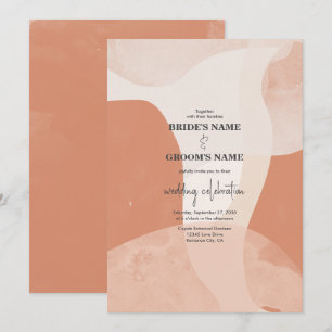 Moderne Bohemische Terracotta Abstrakte Hochzeit Einladung