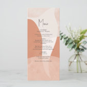 Moderne Bohemische Terracotta Abstrakte Hochzeit Menükarte (Stehend Vorderseite)