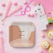 Moderne Bohemische Terracotta Abstrakte Hochzeit Pappteller (Party)