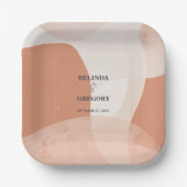 Moderne Bohemische Terracotta Abstrakte Hochzeit Pappteller (Vorderseite)