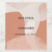 Moderne Bohemische Terracotta Abstrakte Hochzeit Weinetikett (Einzelnes Label)