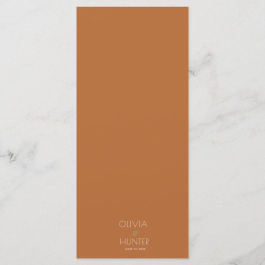 Moderne Bohemische Terracotta Hochzeit Menükarte (Rückseite)