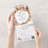 Moderne Bohemische Terracotta QR Hochzeit All In One Einladung (Abreißen)